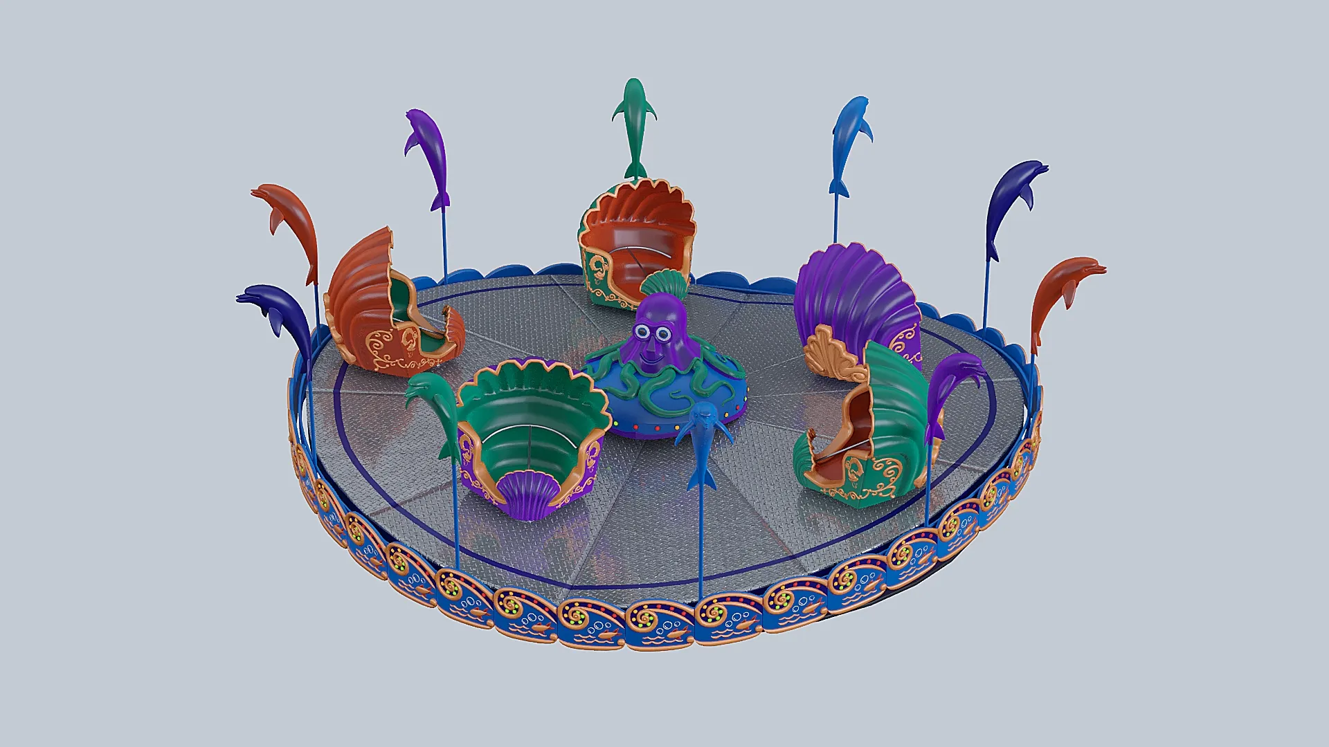 Childrens octopus carousel 3D Model .c4d .max .obj .3ds .fbx .stl .blend 