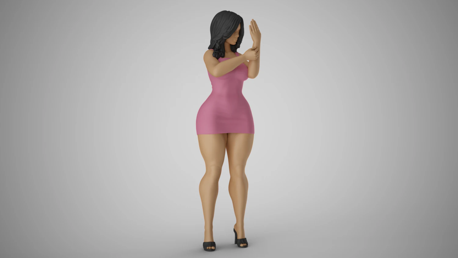 Girl Looking into the Palm 3D Print Model .c4d .max .obj .3ds .fbx .stl .blend 