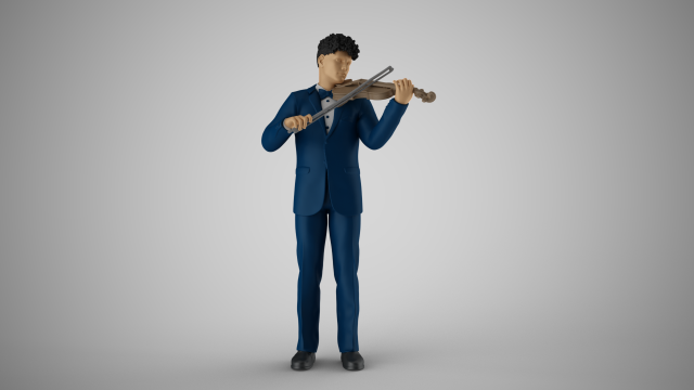 Violinist Man Modello di stampa 3D .c4d .max .obj .3ds .fbx .stl .blend 