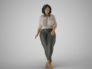Overweight Woman Leaning 3D Print Model in Woman 3DExport