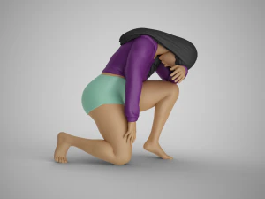 Exhausted Girl 3D Print Model