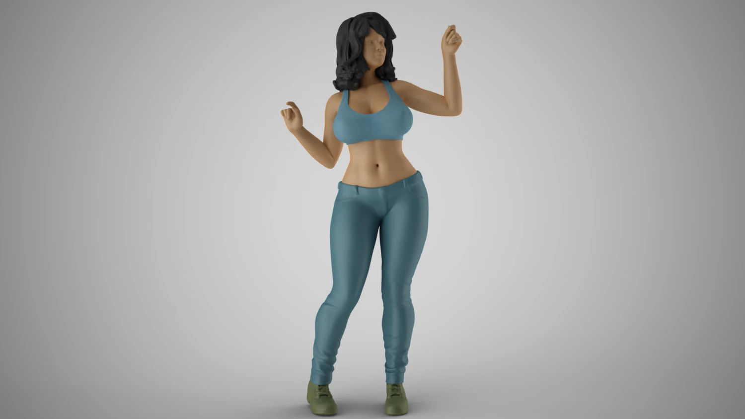 Girl Having Fun 4 3D Print Model .c4d .max .obj .3ds .fbx .stl .blend