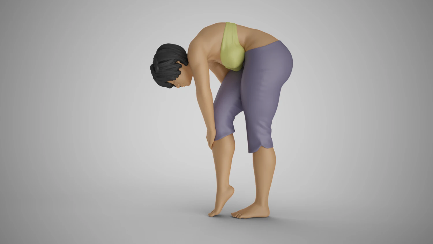 Knee Pain Girl 3D Print Model .c4d .max .obj .3ds .fbx .stl .blend