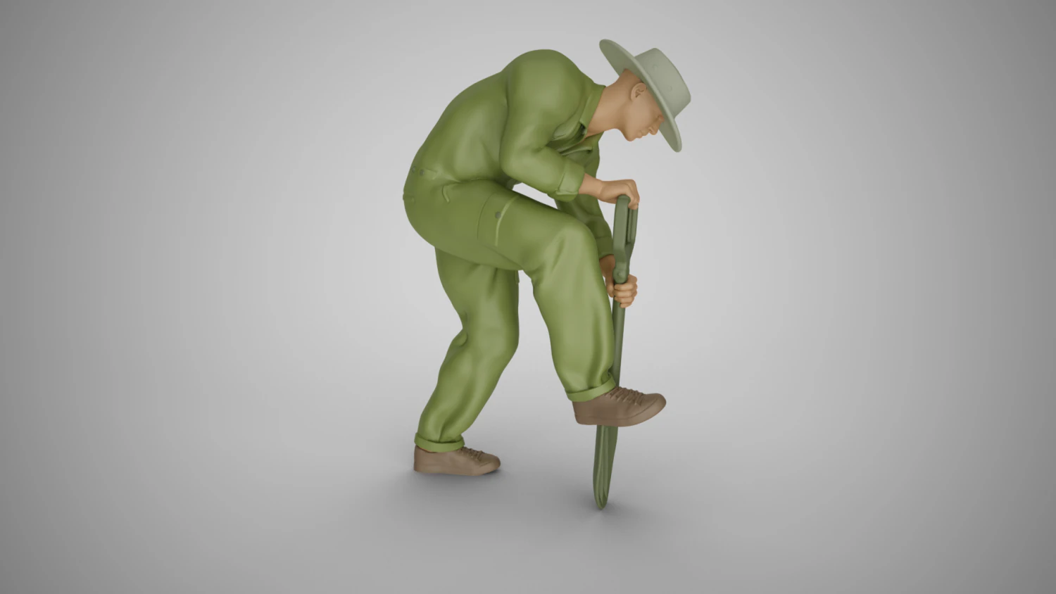 Farmer Digging Spade 3D Print Model .c4d .max .obj .3ds .fbx .stl .blend 