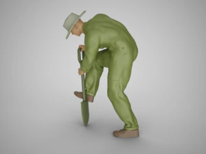 Farmer Digging Spade 3D Print Model