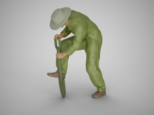 Farmer Digging Spade 3D प्रिंट मॉडल