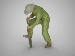 Farmer Digging Spade 3D Print Model