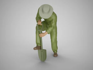 Farmer Digging Spade 3D Print Model