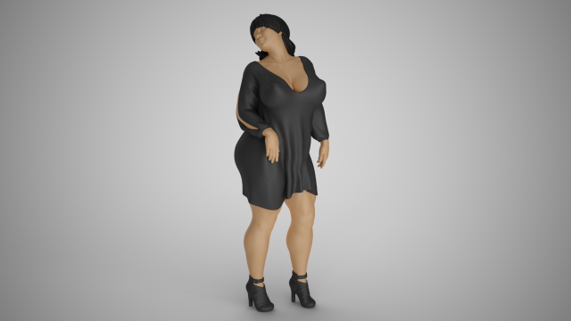 Reckless Heavy Woman 3D Print Model .c4d .max .obj .3ds .fbx .stl .blend 