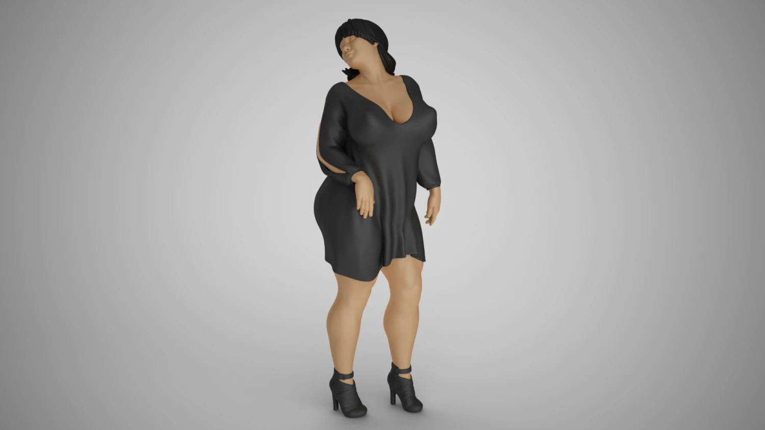Reckless Heavy Woman 3D Print Model .c4d .max .obj .3ds .fbx .stl .blend