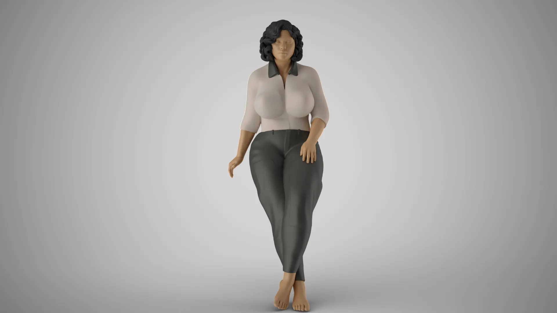 Overweight Woman Leaning 3D Print Model .c4d .max .obj .3ds .fbx .stl .blend 