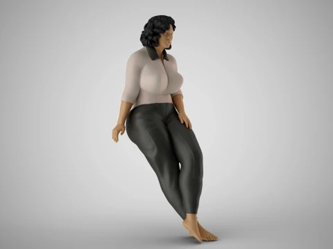 Overweight Woman Leaning 3D Print Model