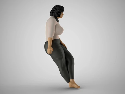 Overweight Woman Leaning 3D Print Model