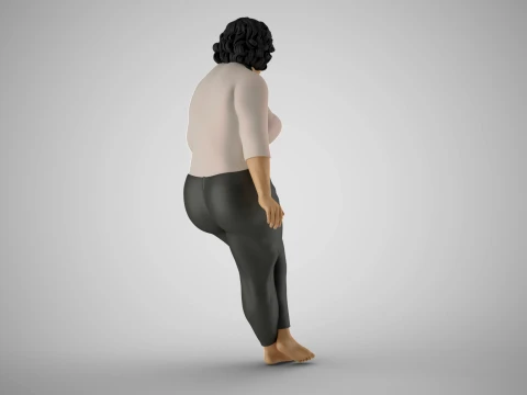 Overweight Woman Leaning 3D Print Model