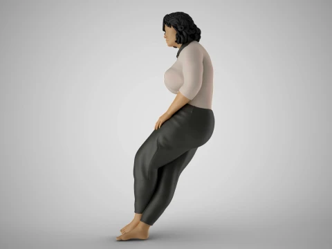 Overweight Woman Leaning 3D Print Model