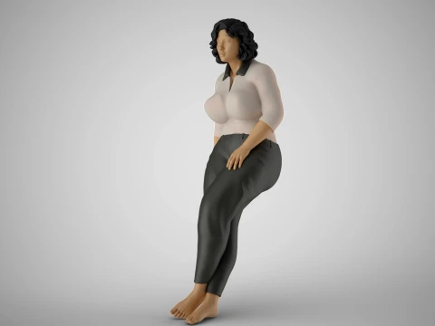 Overweight Woman Leaning 3D Print Model