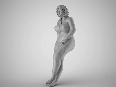 Overweight Woman Leaning 3D Print Model