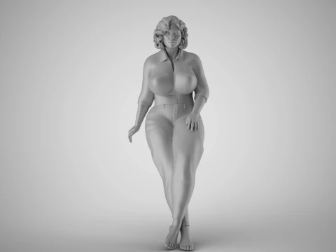 Overweight Woman Leaning 3D Print Model