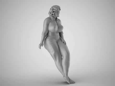 Overweight Woman Leaning 3D Print Model