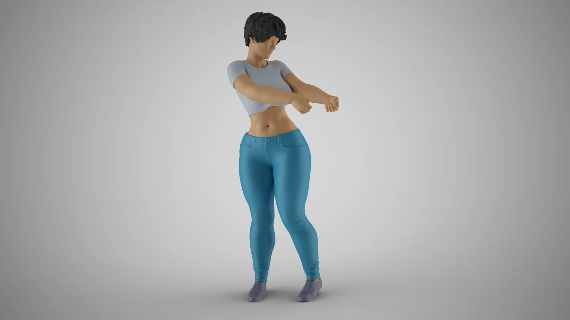 Girl Pulling Rope 3D Print Model .c4d .max .obj .3ds .fbx .stl .blend