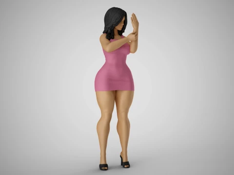 Fille regardant dans la paume Modèles 3D en vedette