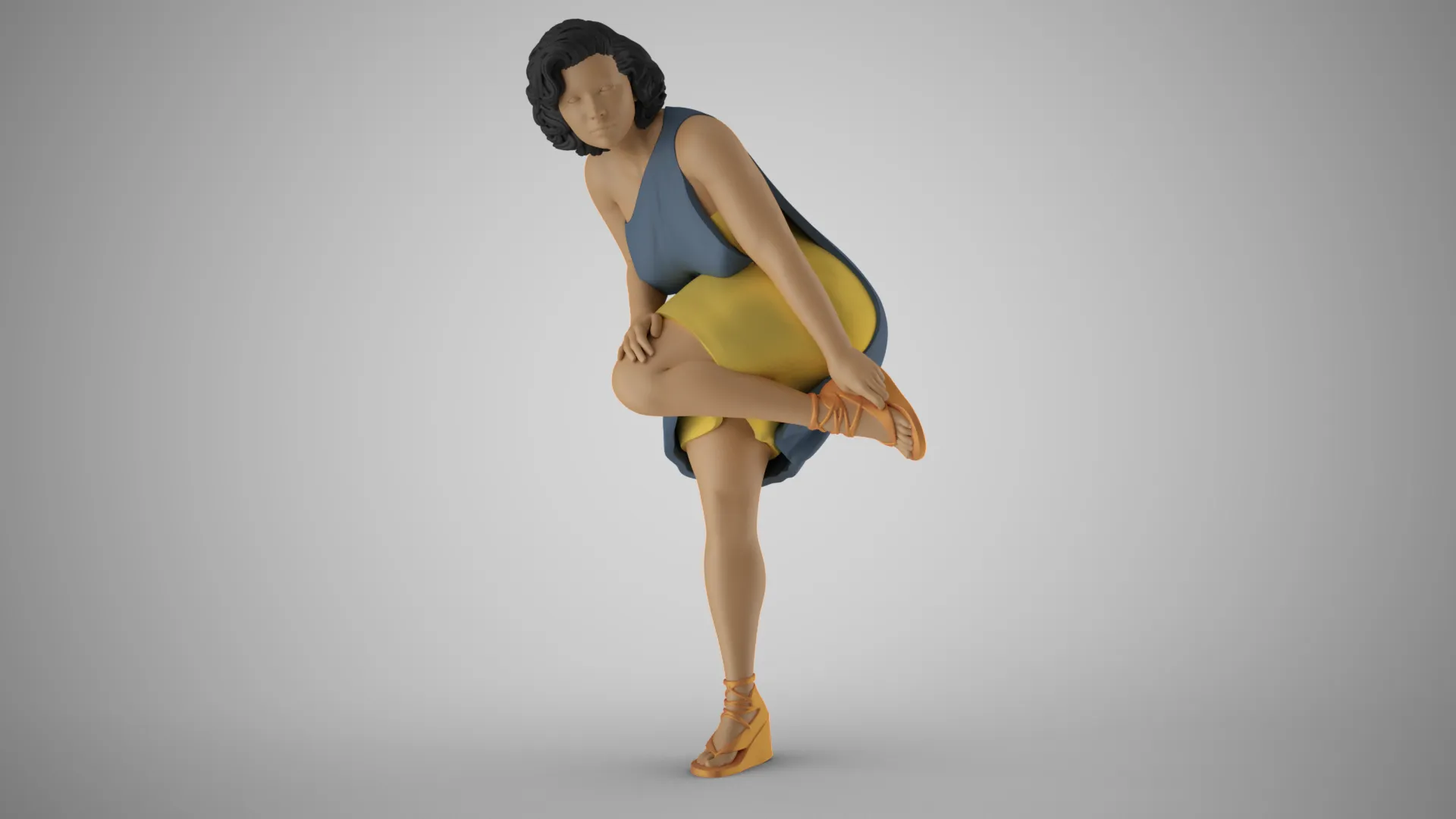 Woman on Heel 3D Print Model .c4d .max .obj .3ds .fbx .stl .blend
