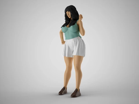Young Woman in Summer Dress Standing Pose 3D Model