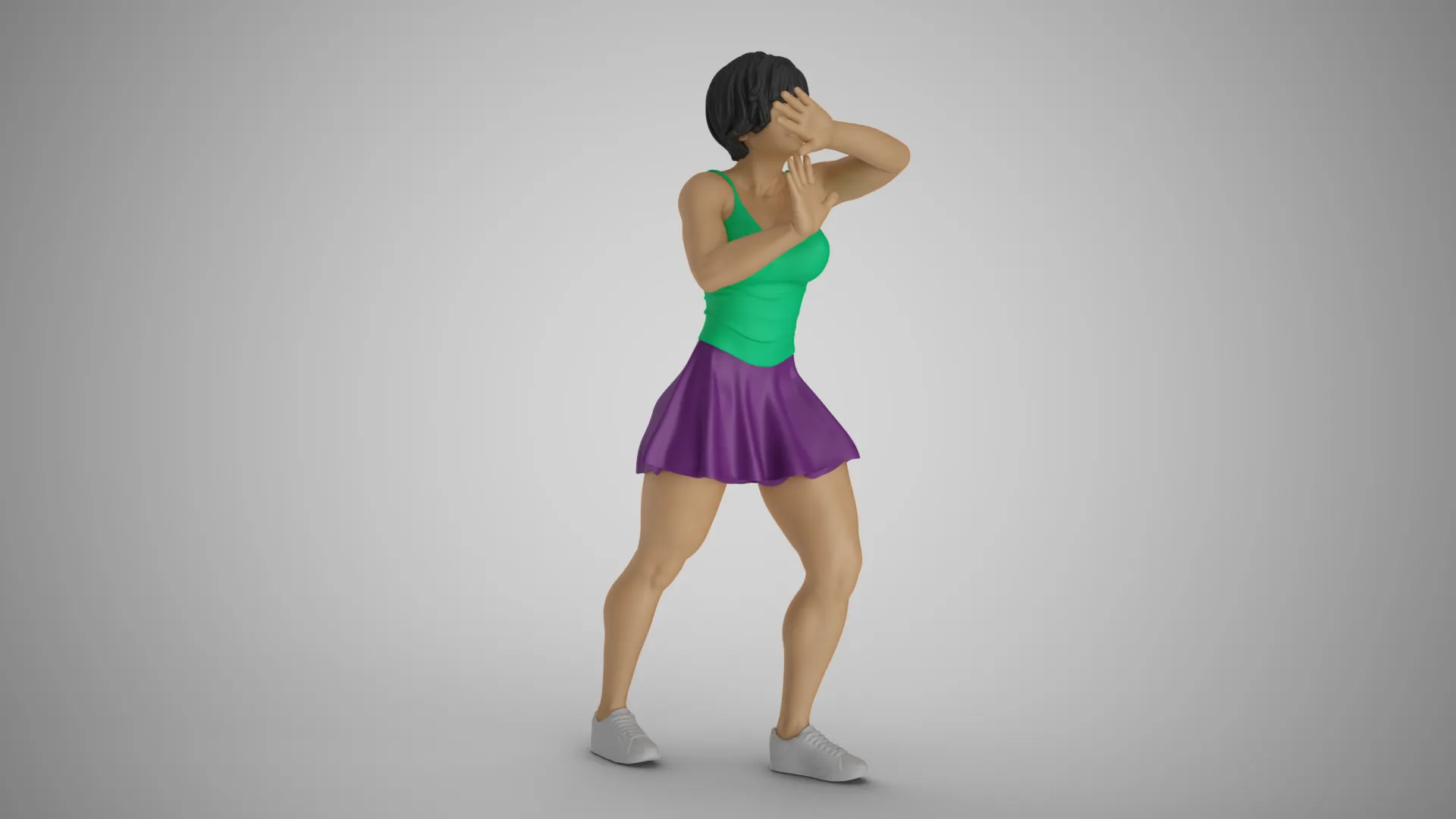 Pushing Girl 3D Print Model .c4d .max .obj .3ds .fbx .stl .blend 