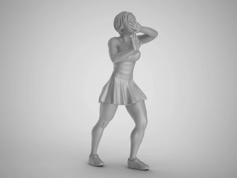 Pushing Girl 3D Print Model