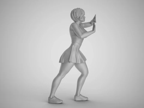 Pushing Girl 3D Print Model
