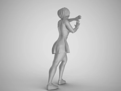 Pushing Girl 3D Print Model