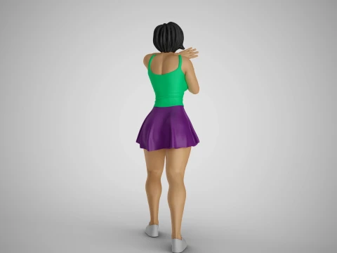 Pushing Girl 3D Print Model