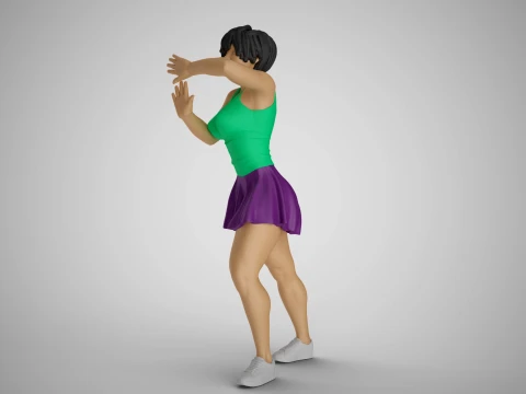 Pushing Girl 3D Print Model