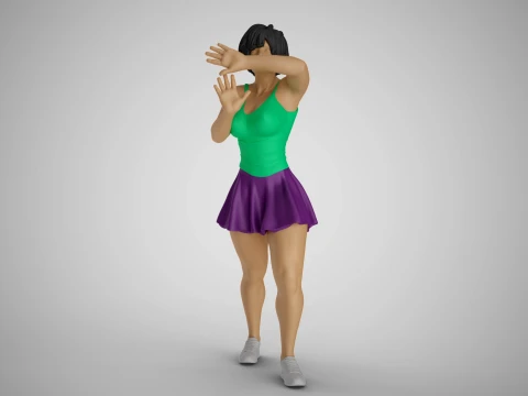 Pushing Girl 3D Print Model