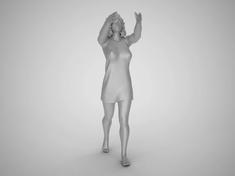 소녀는 잠시 멈춰서 3D 프린트 모델