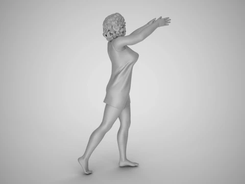 소녀는 잠시 멈춰서 3D 프린트 모델