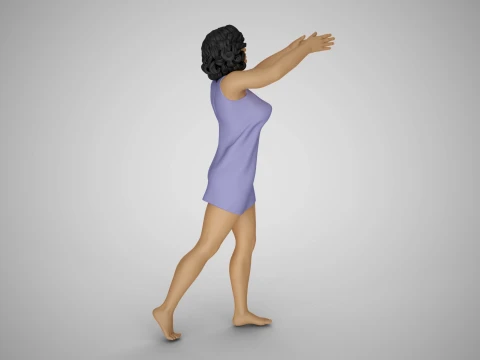 소녀는 잠시 멈춰서 3D 프린트 모델