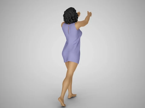 소녀는 잠시 멈춰서 3D 프린트 모델
