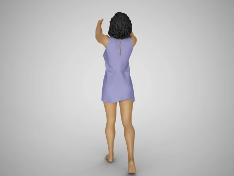 소녀는 잠시 멈춰서 3D 프린트 모델