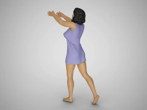 소녀는 잠시 멈춰서 3D 프린트 모델