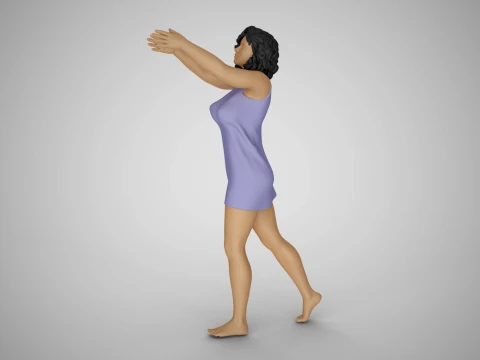 소녀는 잠시 멈춰서 3D 프린트 모델
