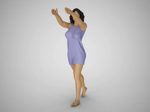 소녀는 잠시 멈춰서 3D 프린트 모델
