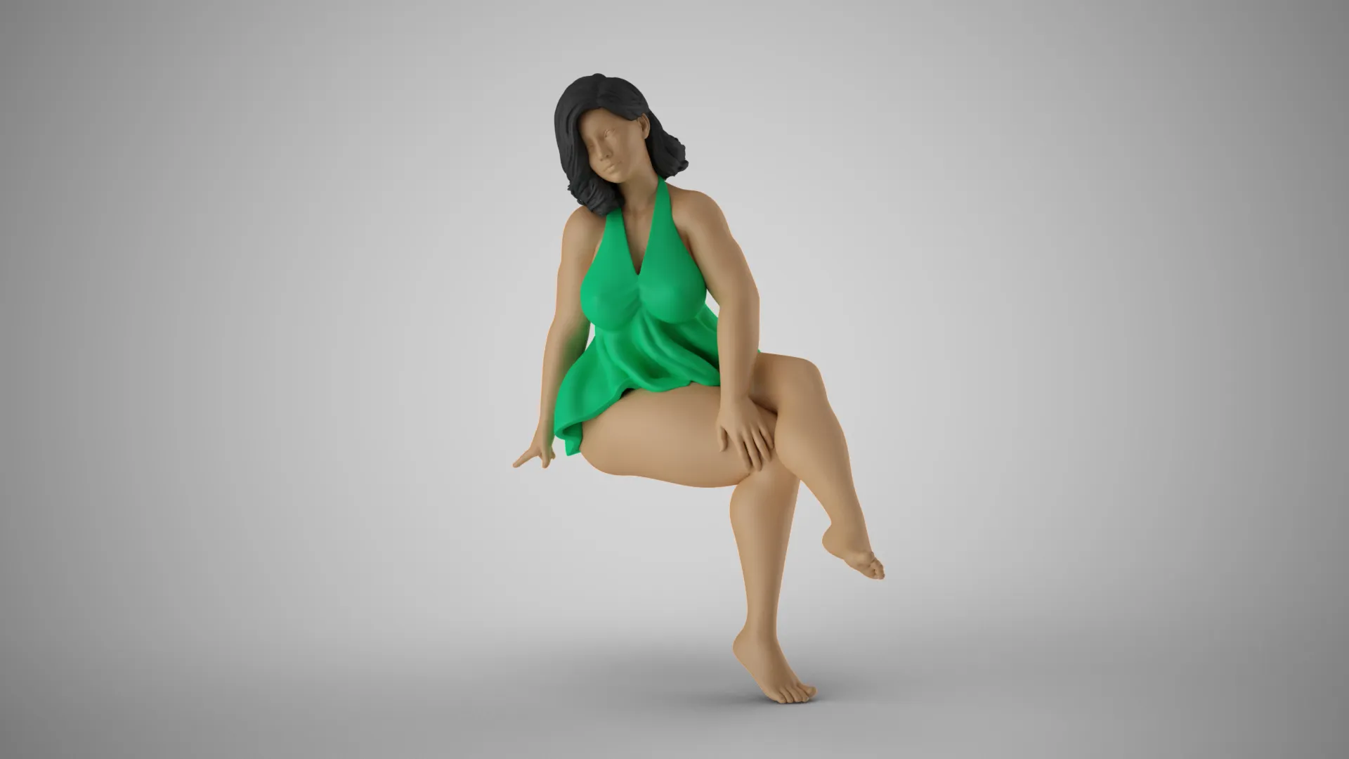 매력적인 소녀 앉아 3D 프린트 모델 .c4d .max .obj .3ds .fbx .stl .blend