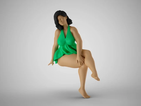Charmante fille assise Modèles 3D en vedette