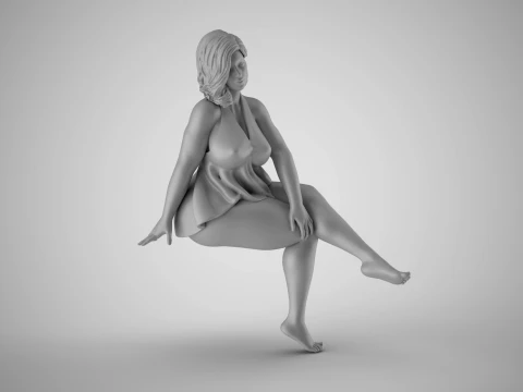 매력적인 소녀 앉아 3D 프린트 모델
