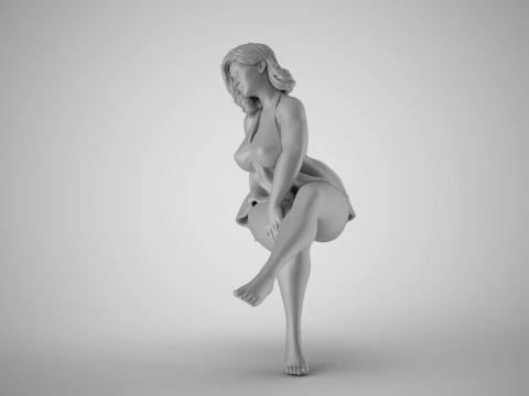매력적인 소녀 앉아 3D 프린트 모델