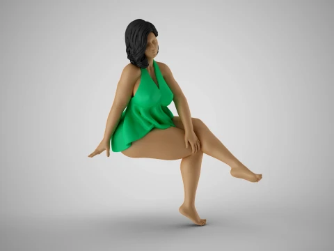 매력적인 소녀 앉아 3D 프린트 모델
