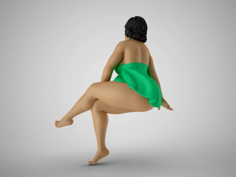 매력적인 소녀 앉아 3D 프린트 모델