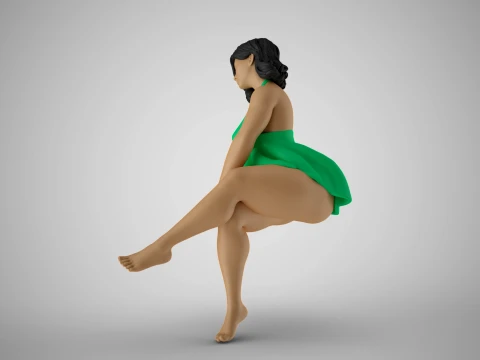 매력적인 소녀 앉아 3D 프린트 모델