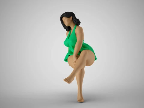 매력적인 소녀 앉아 3D 프린트 모델